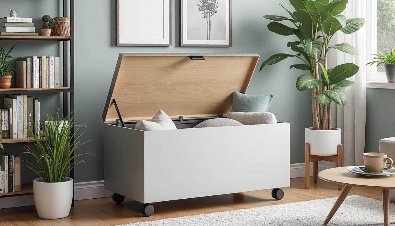un coffre de rangement sur roulettes : la solution gain de place idéale